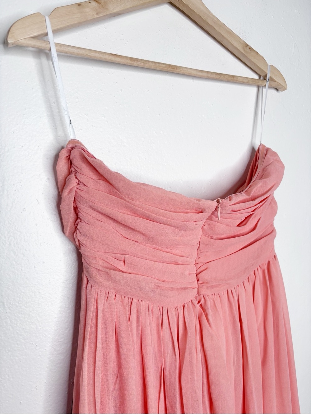 Lulus Luxe Favorite Peach Pink Strapless Ruched Maxi Dress Size M NWT - Picture 10 of 14